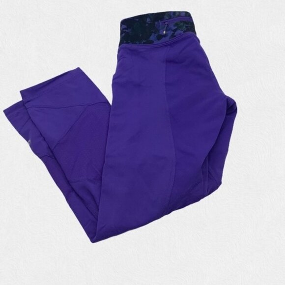 045 - LULULEMON Pace Rival Crop Iris Flower Floral - Picture 5 of 8